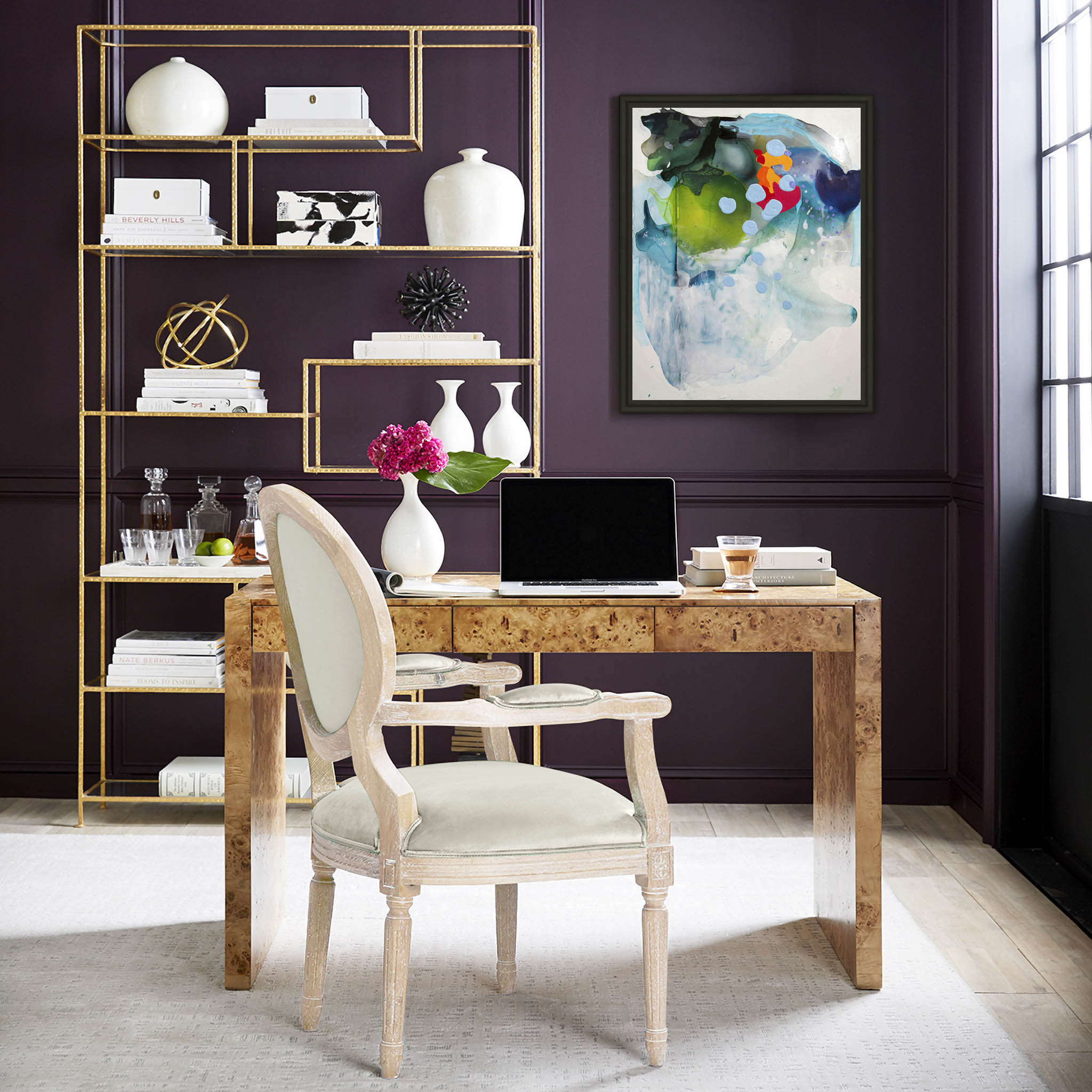 Oslo Burl Wood Veneer Desk