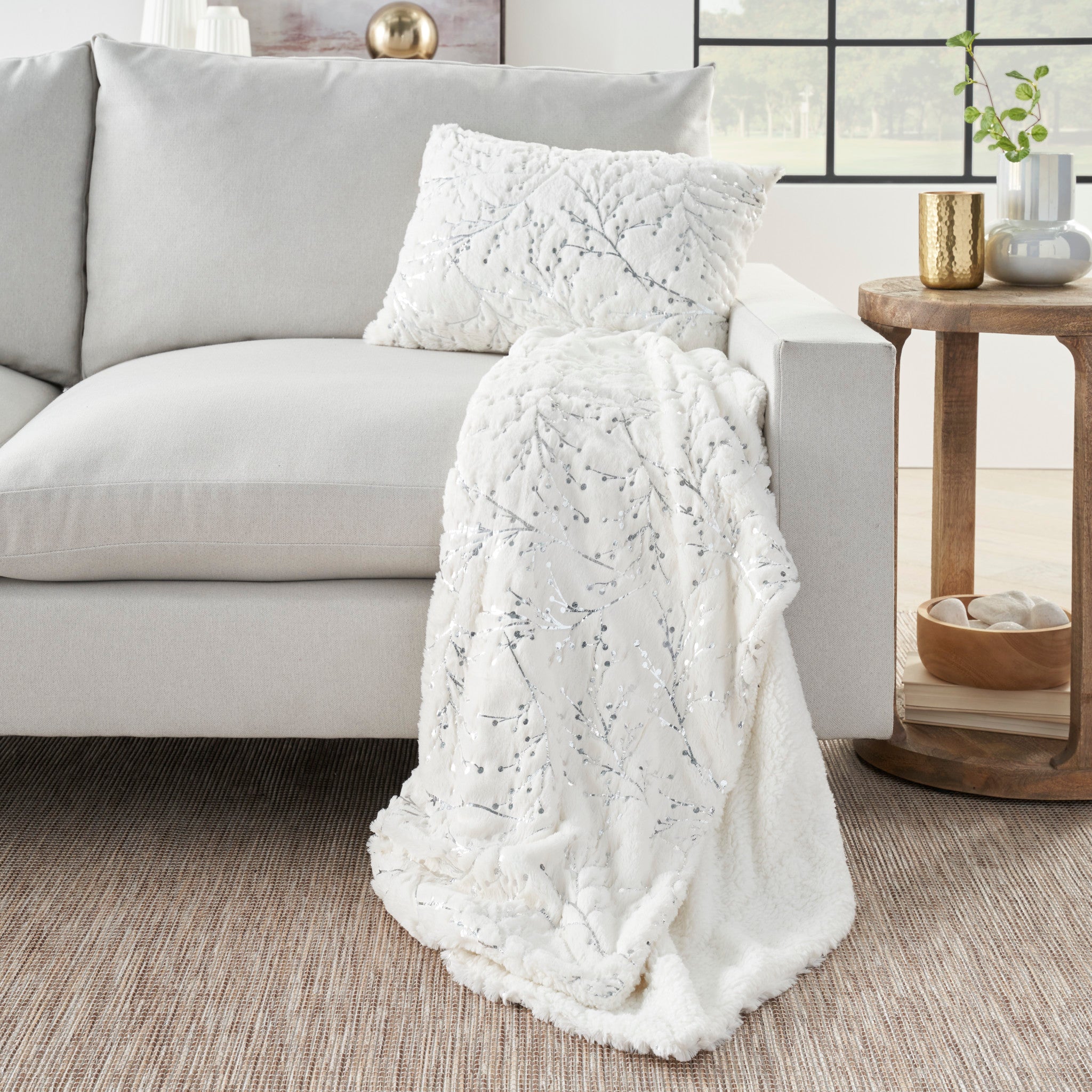 Miranda Metallic Faux Fur Throw
