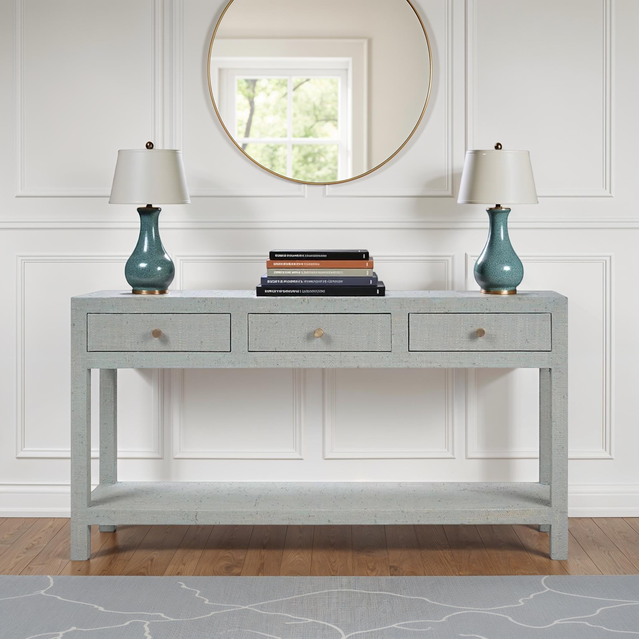 Calinda Grasscloth Console Table