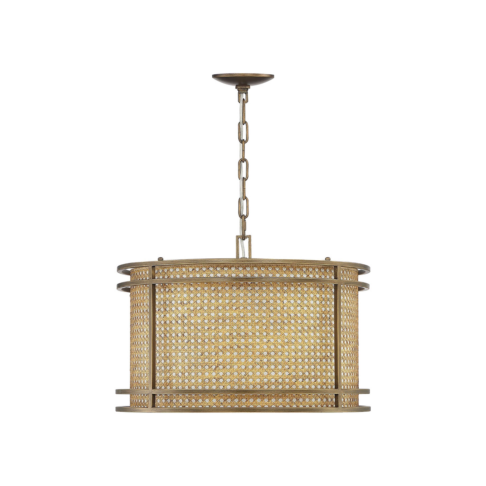 Xander Single-Light Cane and Brass Drum Pendant Chandelier