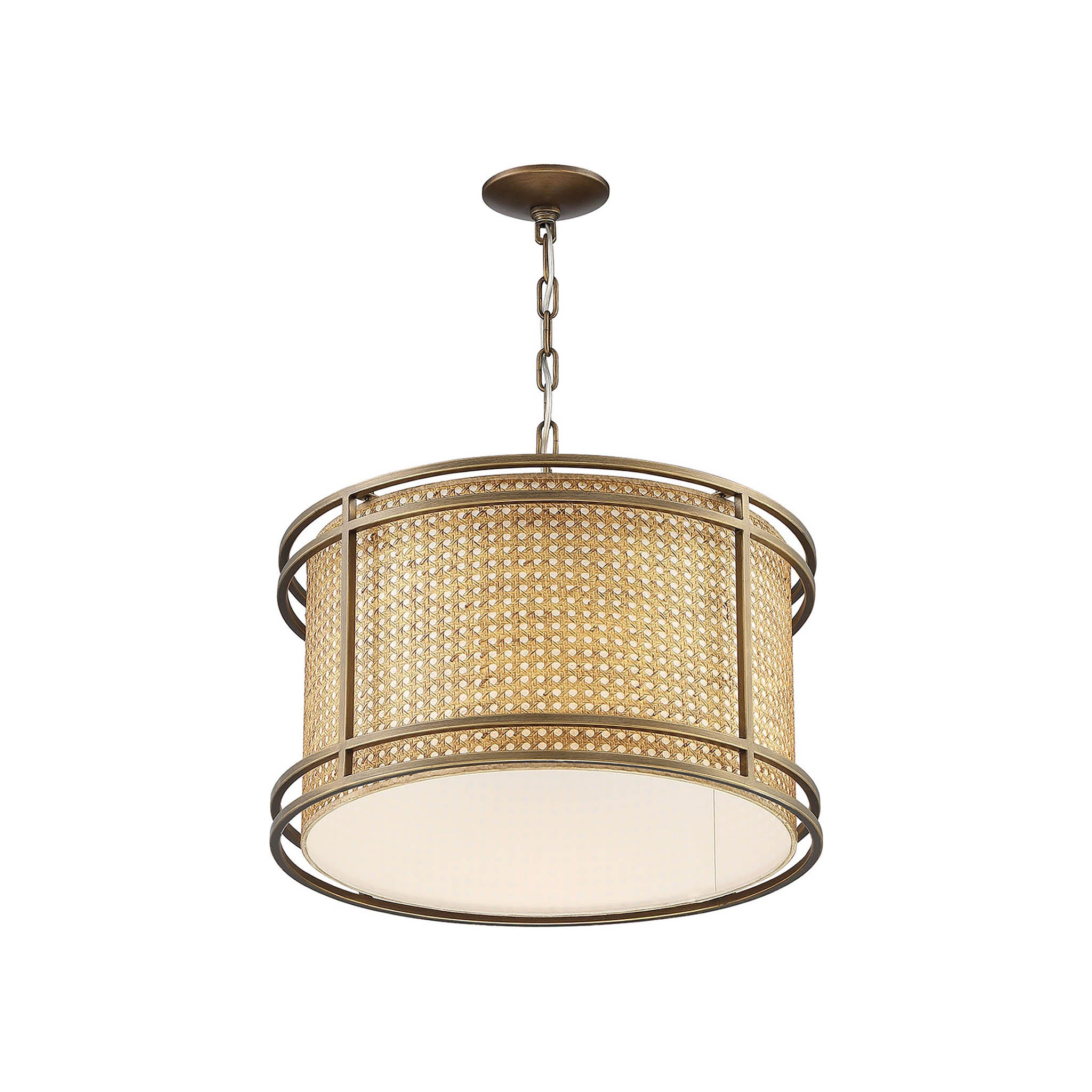 Xander Single-Light Cane and Brass Drum Pendant Chandelier