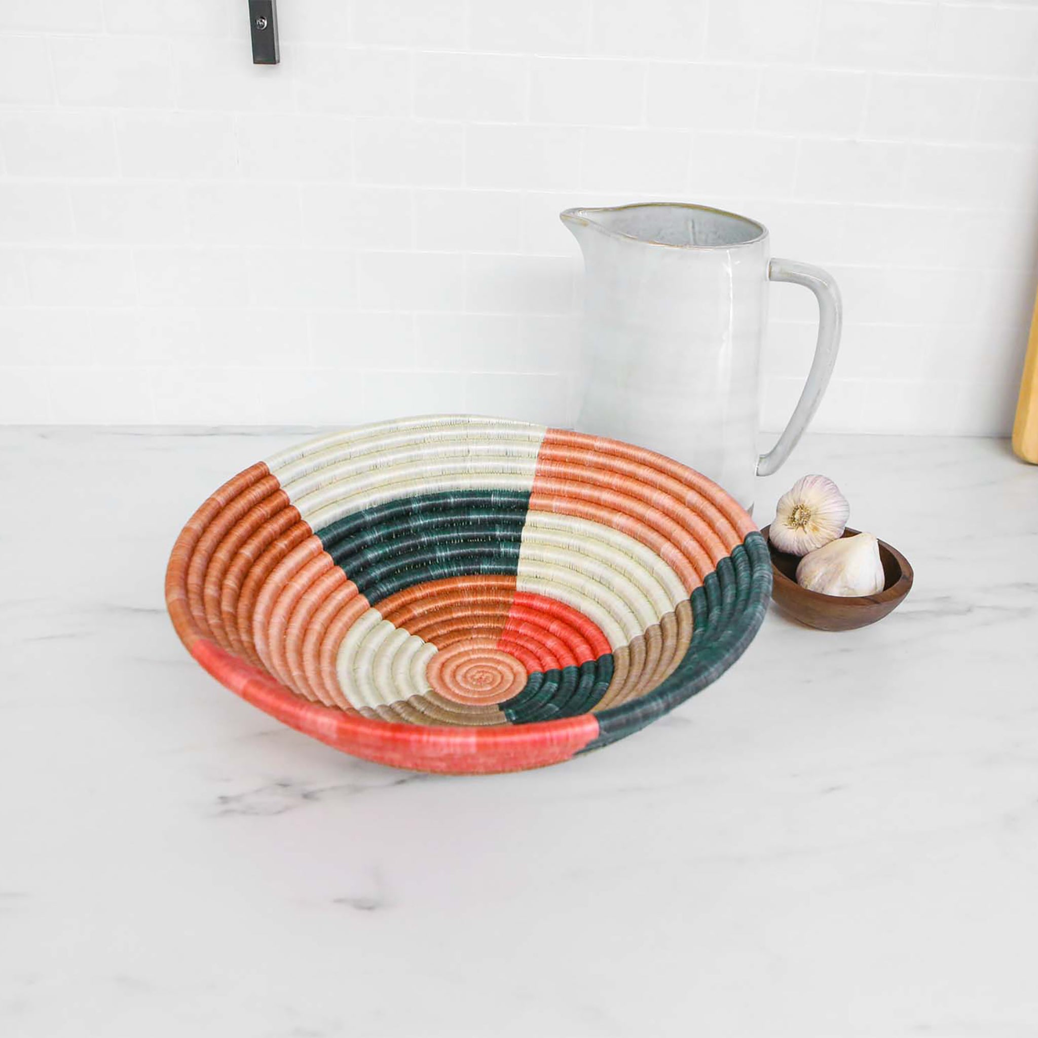 Albers Round Basket in Coral and Gray 12