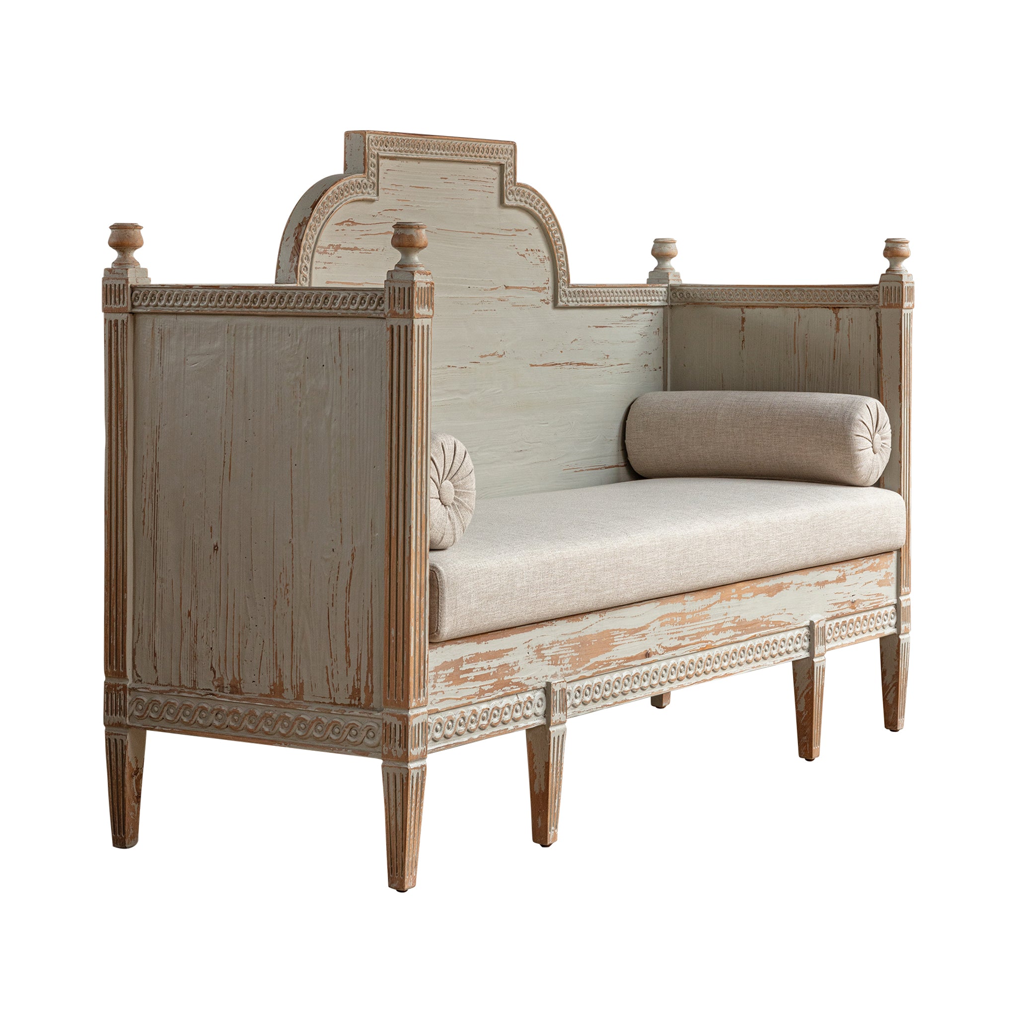 Trier Distressed Wood Settee