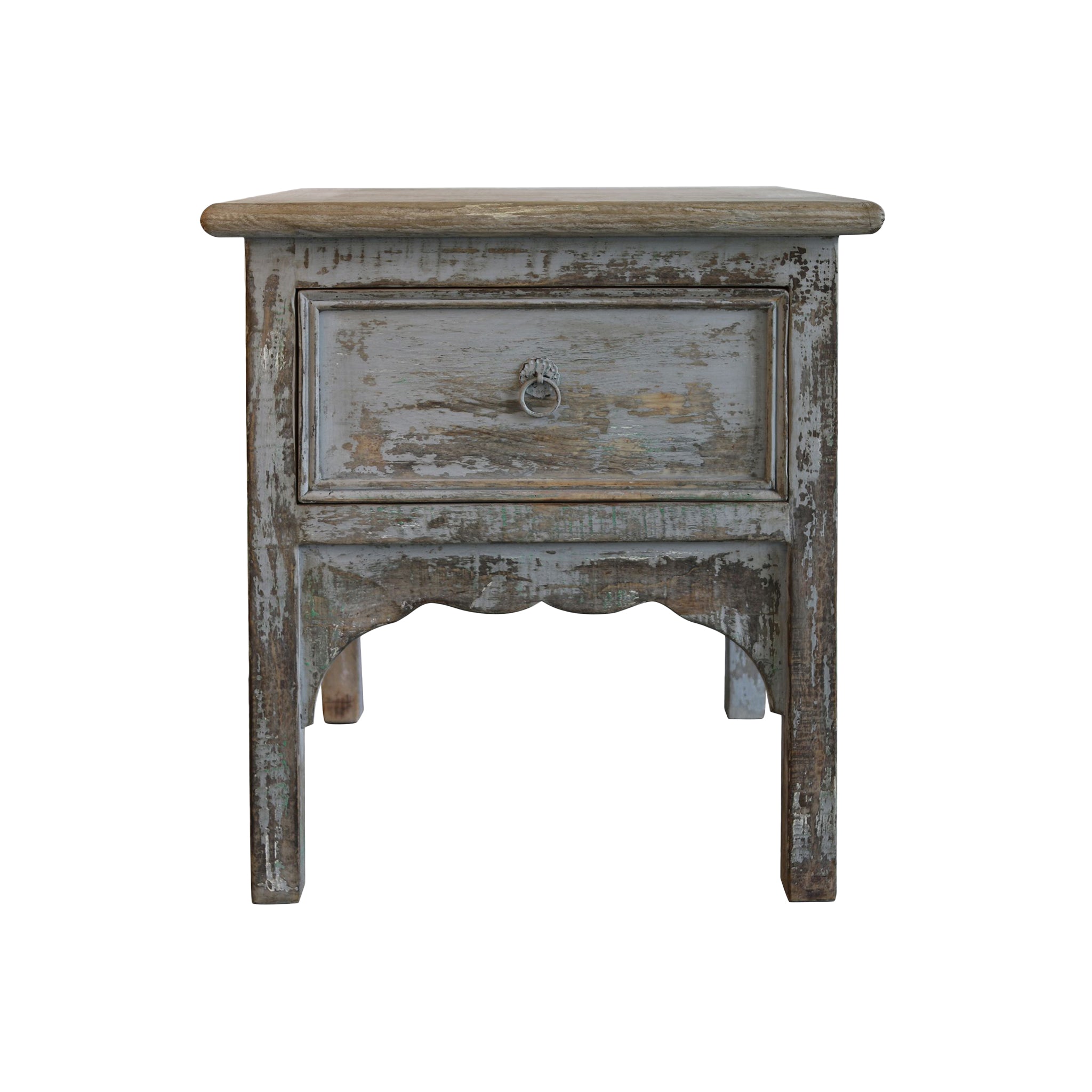 Meissen Distressed Wood Side Table