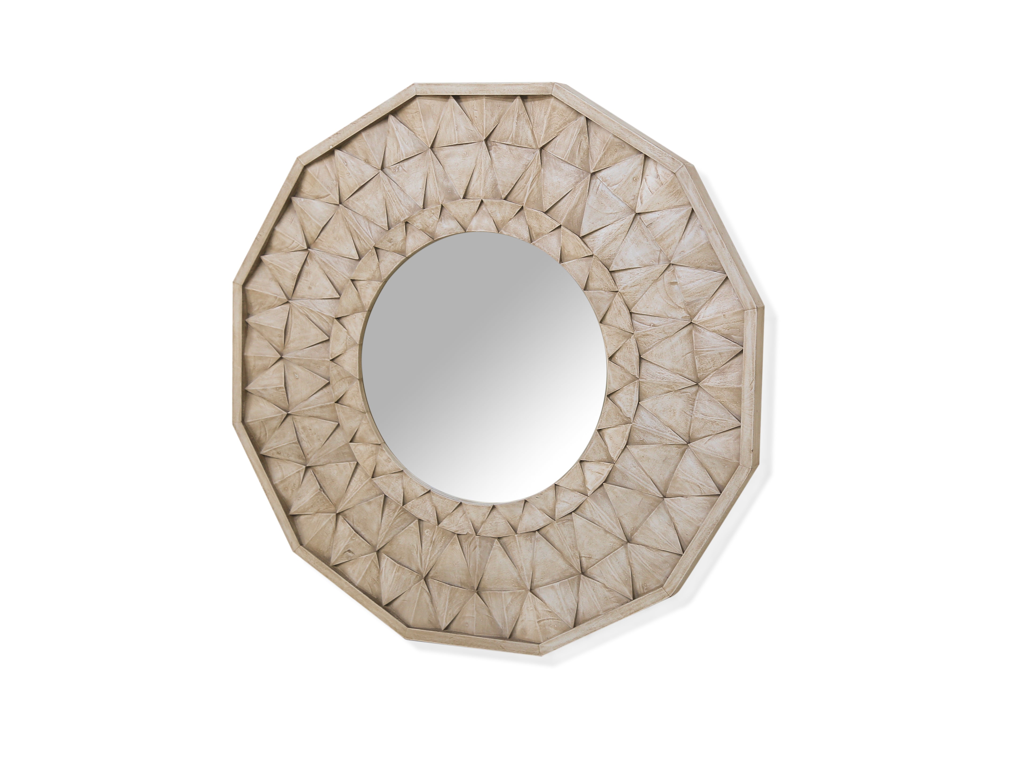 Gomati Wood Carved Round Mirror