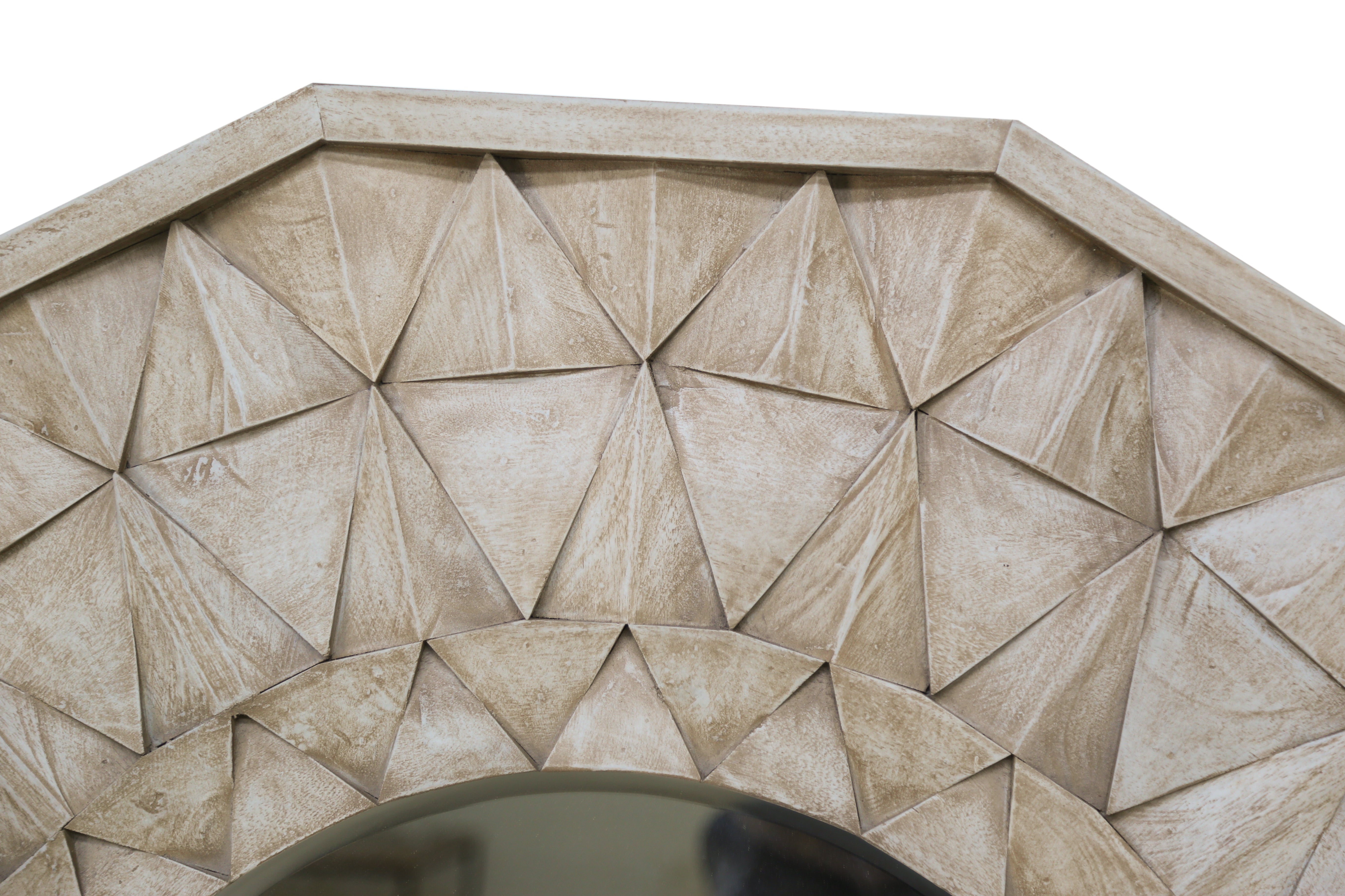 Gomati Wood Carved Round Mirror