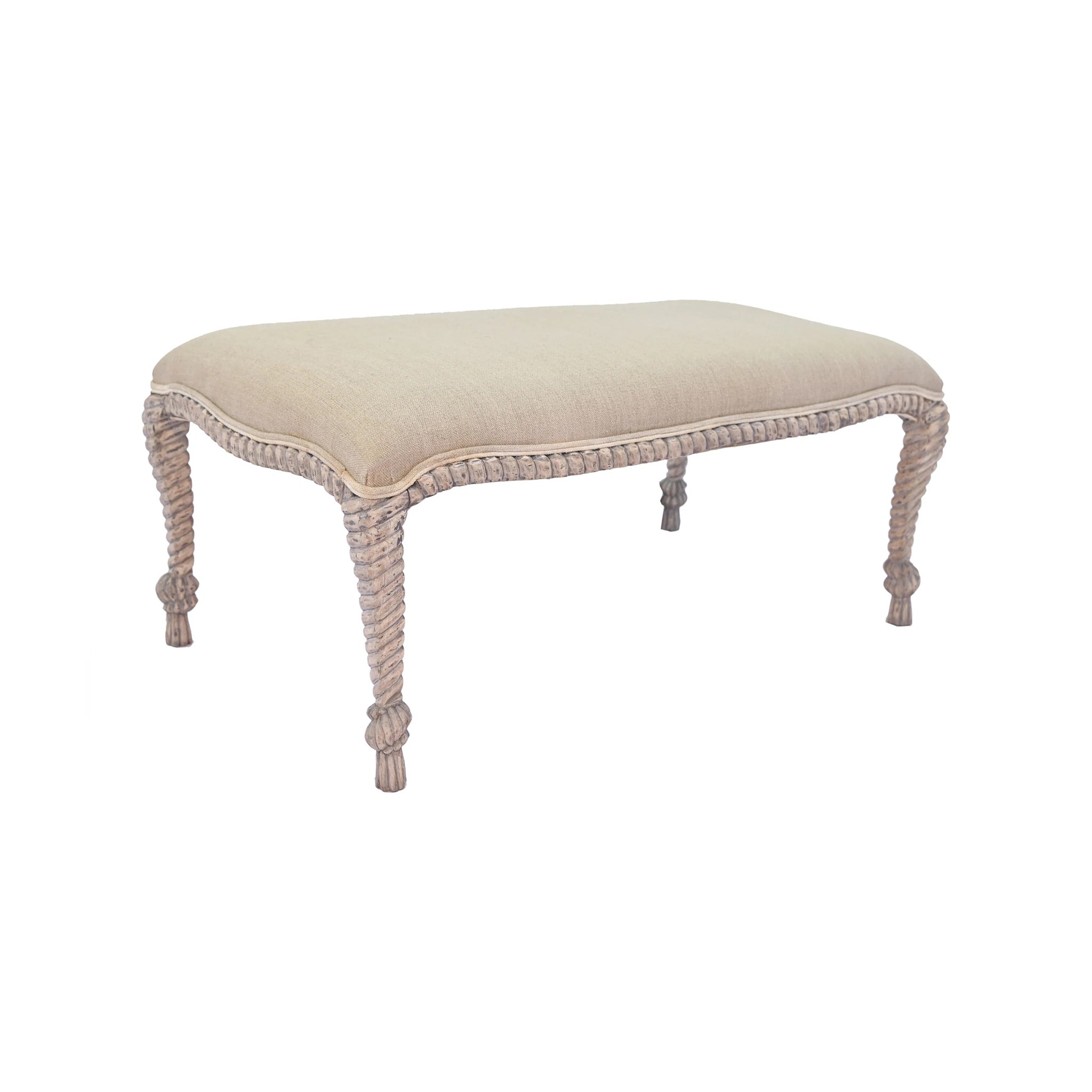 Cheetah Dhurrie Linen Bench