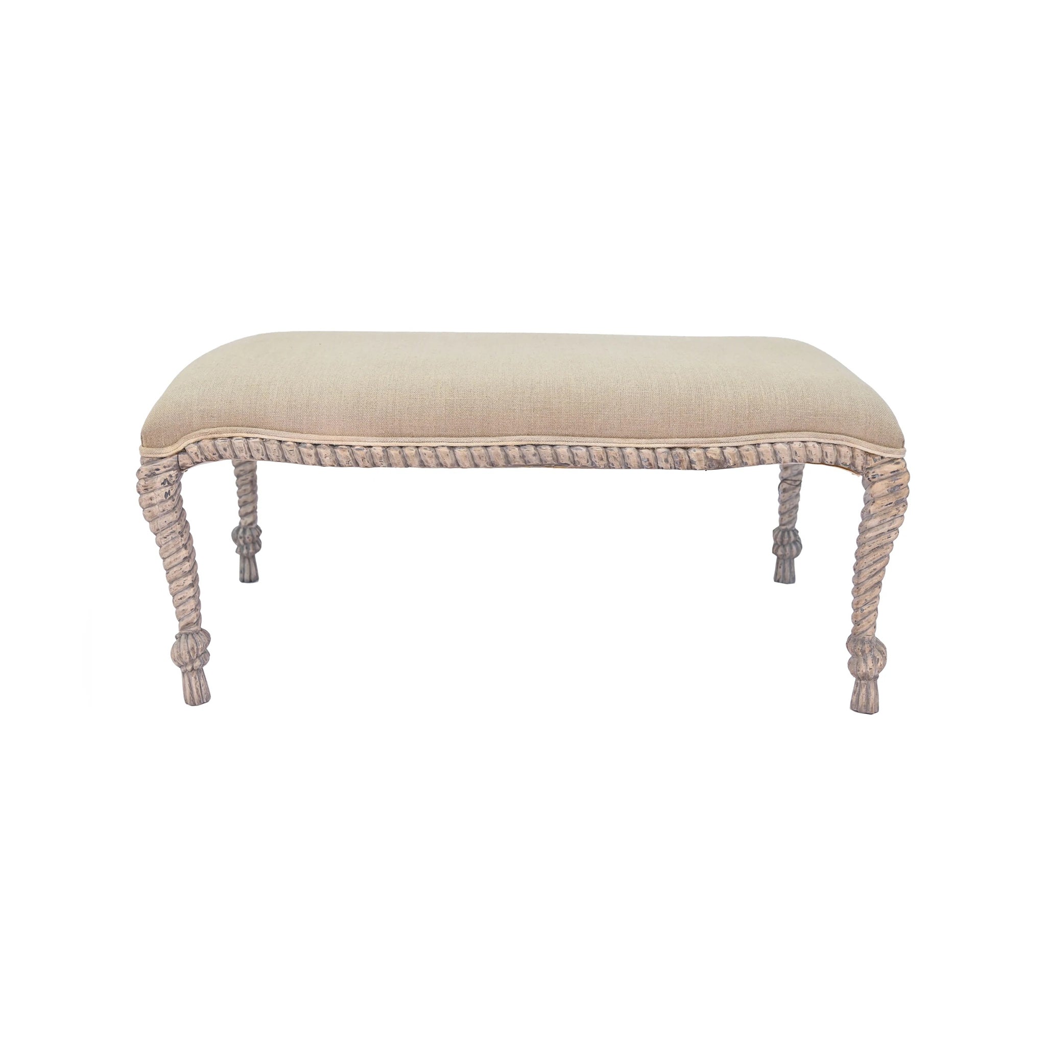 Cheetah Dhurrie Linen Bench