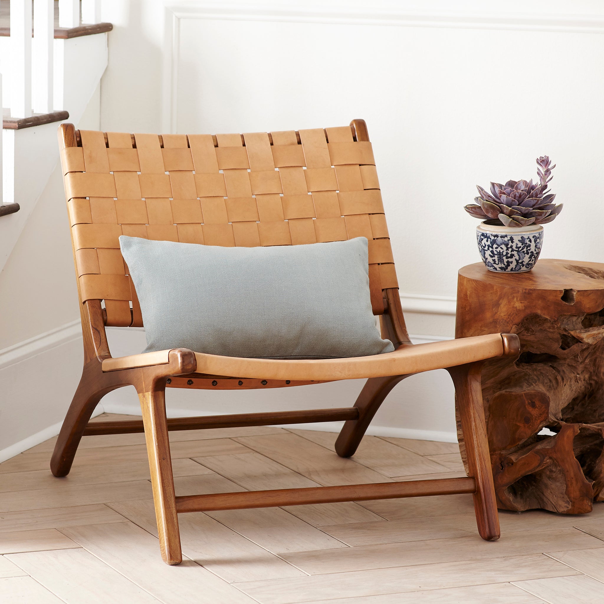Woven Leather Lounge Chair